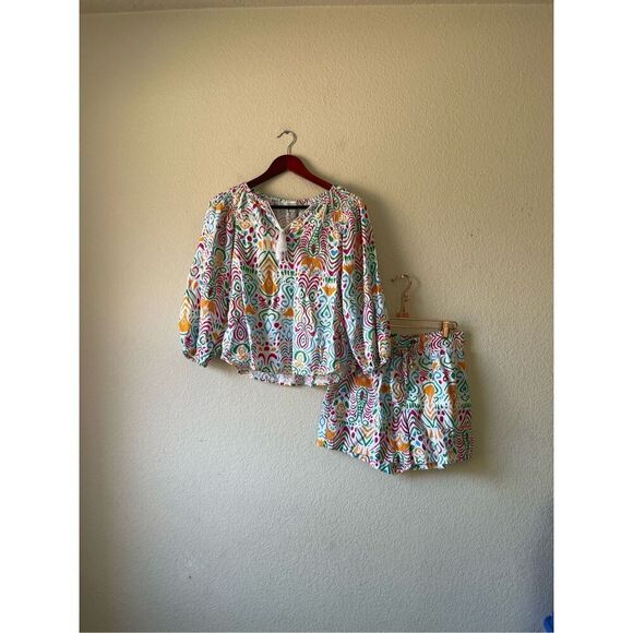 Calligraphie womens linens colorful geometric print size small - Picture 1 of 13
